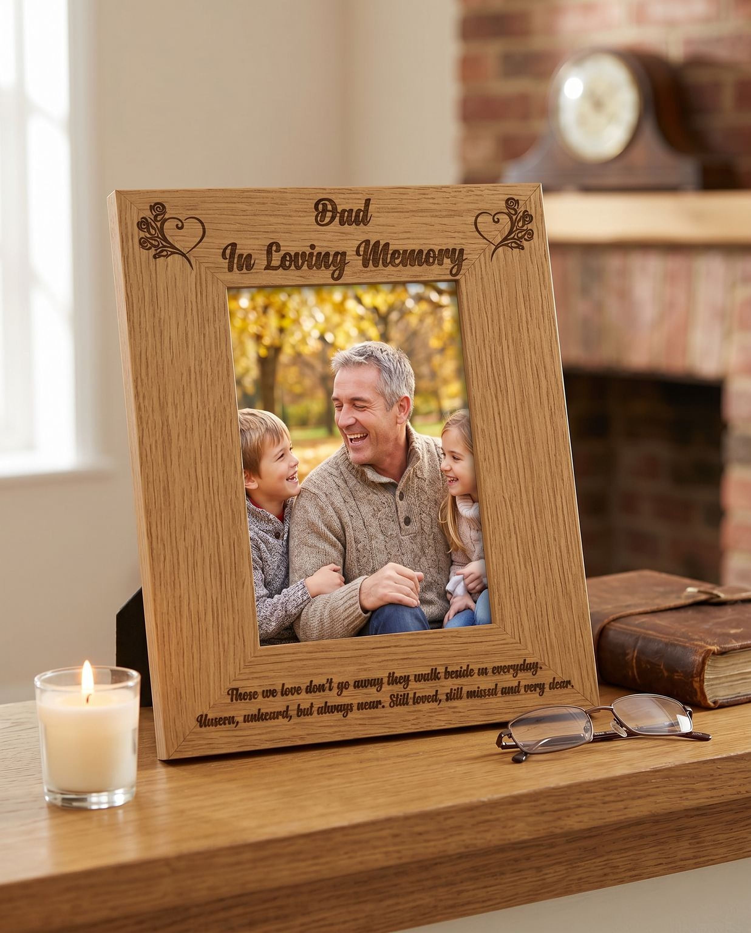 Dad In Loving Memory Remembrance Engraved Portrait Wooden Photo Frame Gift Loving Memory Remembrance ukgiftstoreonline