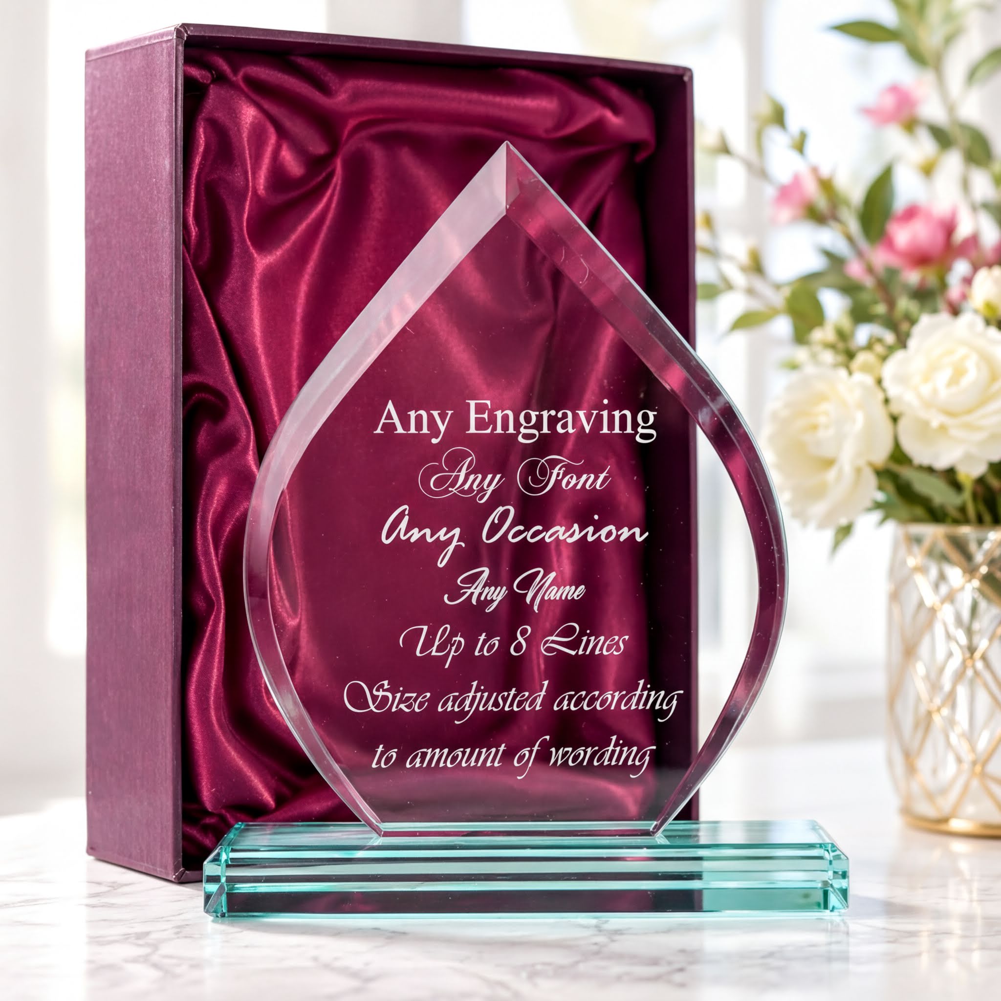 Large 20cm Jade Glass Personalised Shaped Trophy Any Engraving Jade Glass ukgiftstoreonline
