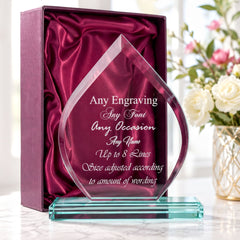 Large 20cm Jade Glass Personalised Shaped Trophy Any Engraving Jade Glass ukgiftstoreonline