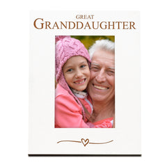 Great Granddaughter Engraved White Wooden 6x4 Portrait Picture Photo Frame Family Photo frame ukgiftstoreonline