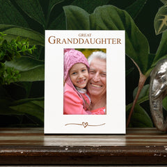 Great Granddaughter Engraved White Wooden 6x4 Portrait Picture Photo Frame Family Photo frame ukgiftstoreonline