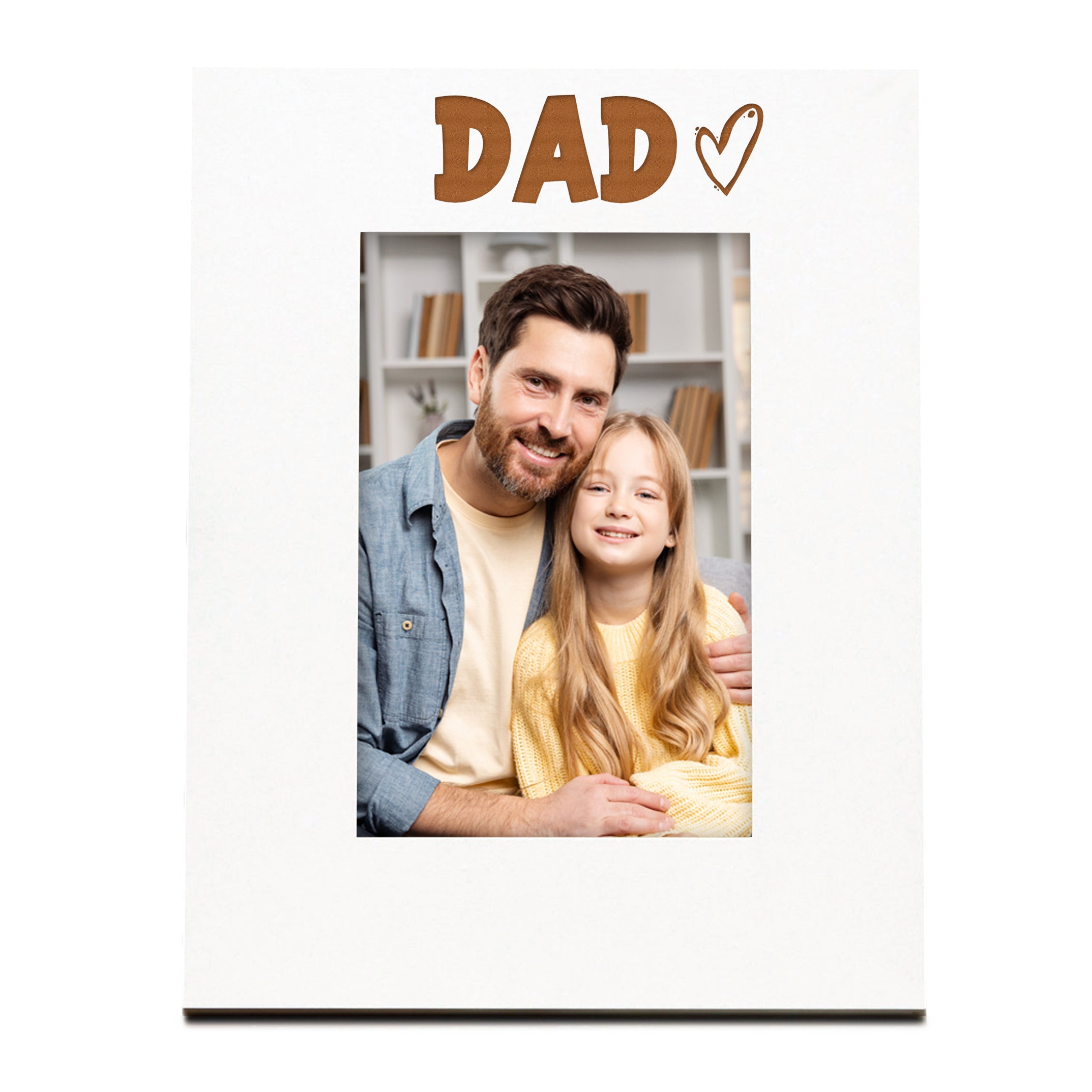 White Engraved Dad Heart Photo Frame Gift Portrait Family Photo frame ukgiftstoreonline