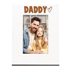 White Engraved Daddy Heart Photo Frame Gift Portrait