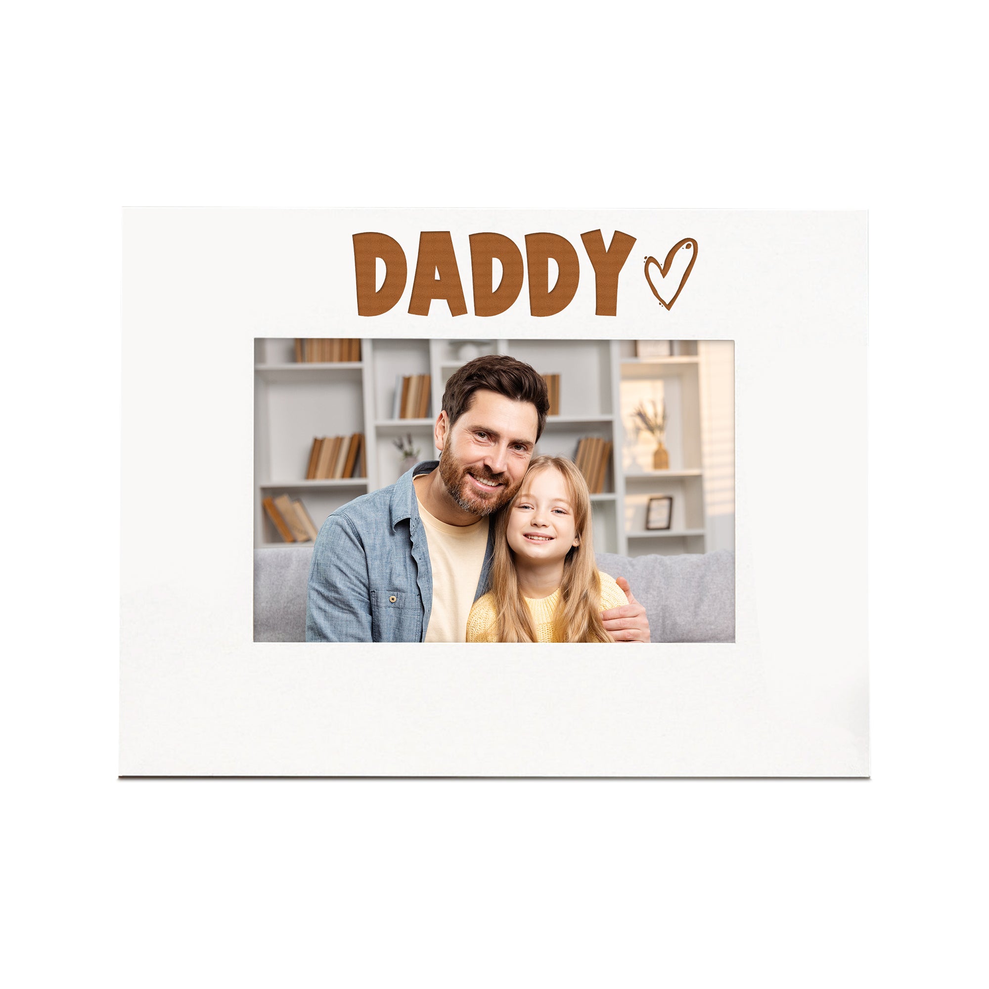 White Engraved Daddy Heart Photo Frame Gift Landscape Family Photo frame ukgiftstoreonline