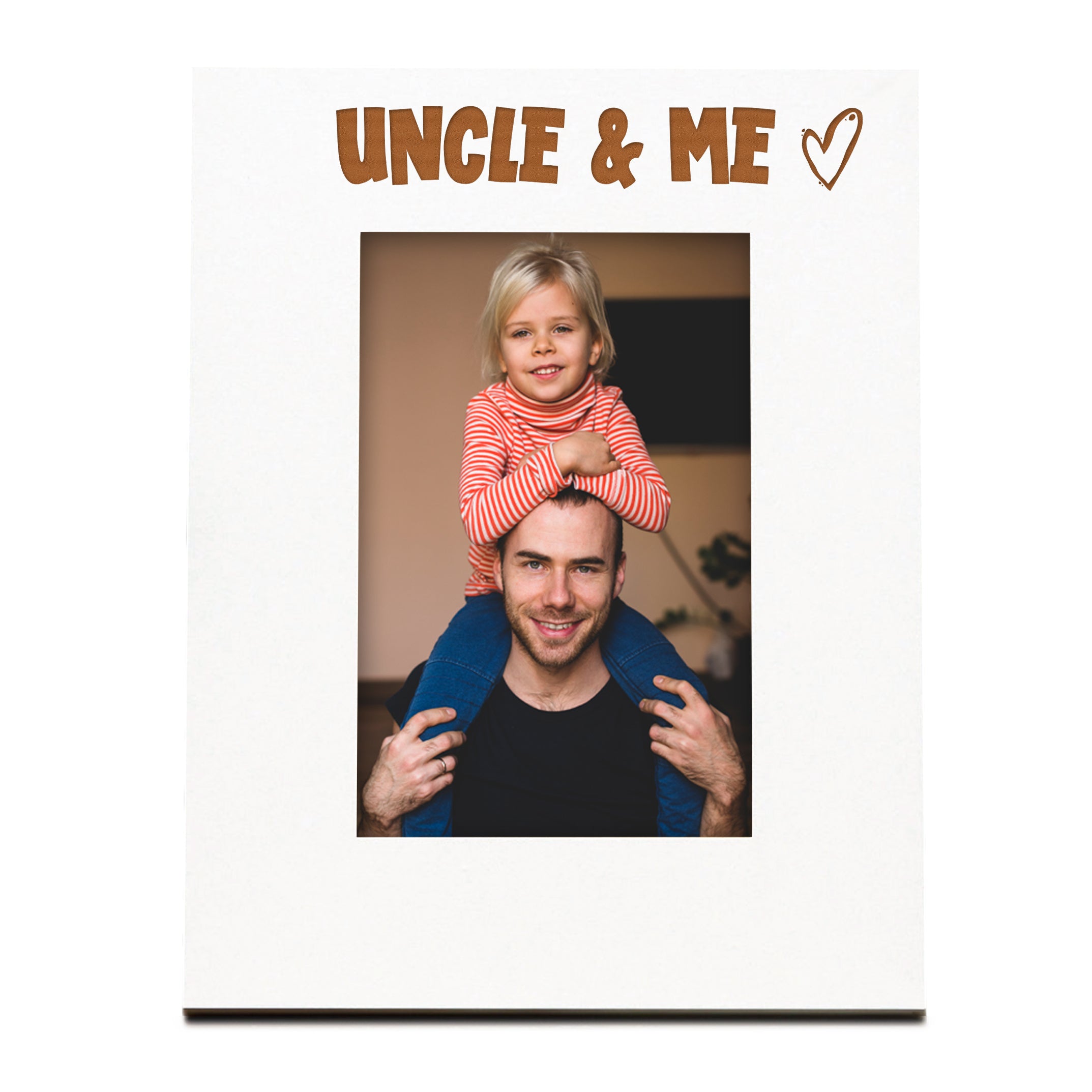White Engraved Uncle & Me Heart Photo Frame Gift Portrait Family Photo frame ukgiftstoreonline
