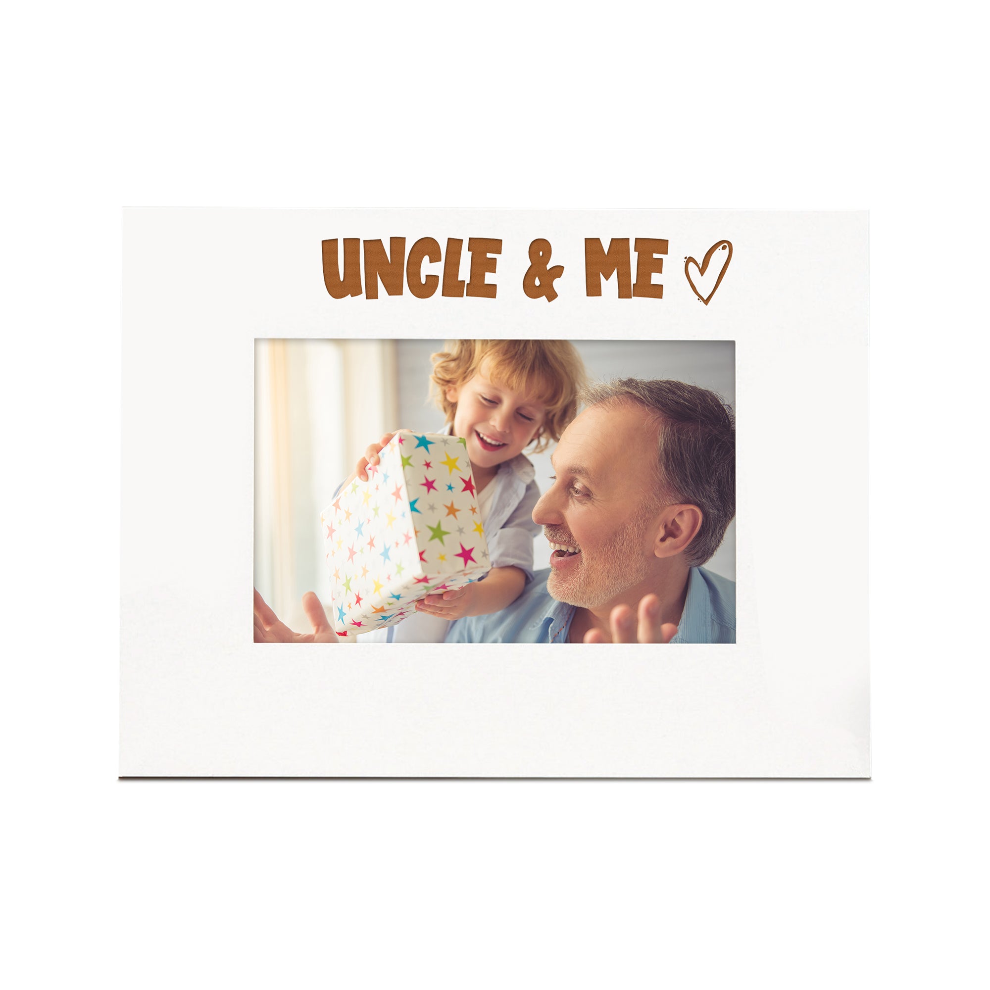 White Engraved Uncle & Me Heart Photo Frame Gift Landscape Family Photo frame ukgiftstoreonline