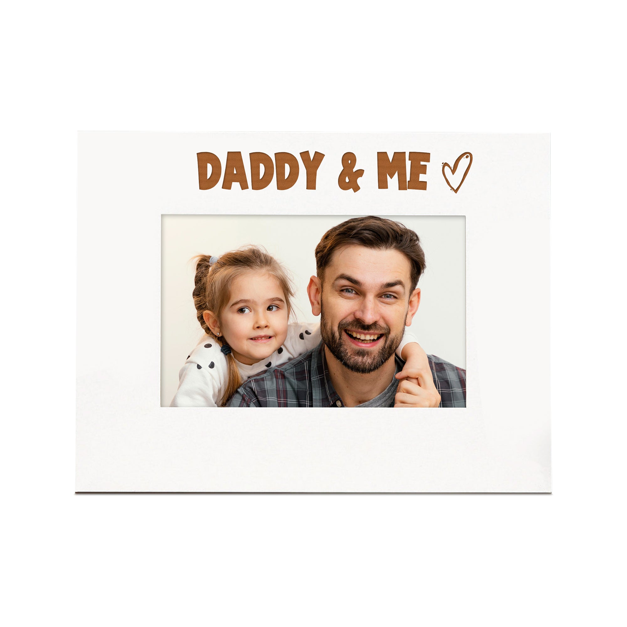 White Engraved Daddy & Me Heart Photo Frame Gift Landscape Family Photo frame ukgiftstoreonline