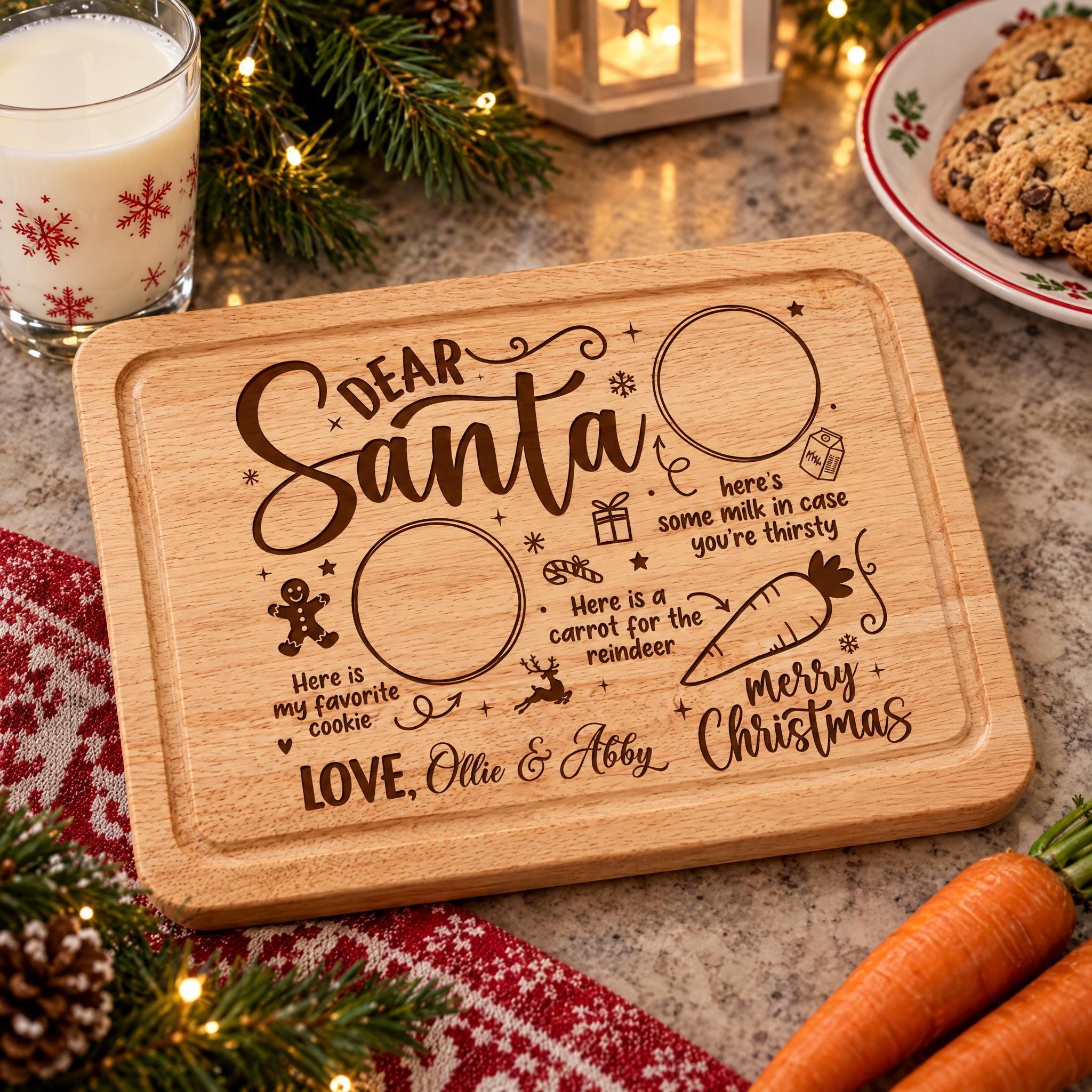 Personalised Christmas Eve Board - Santa Treat Plate, 30 X 20 Cm ukgiftstoreonline
