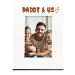 White Engraved Daddy & Us Heart Photo Frame Gift Portrait