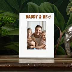 White Engraved Daddy & Us Heart Photo Frame Gift Portrait