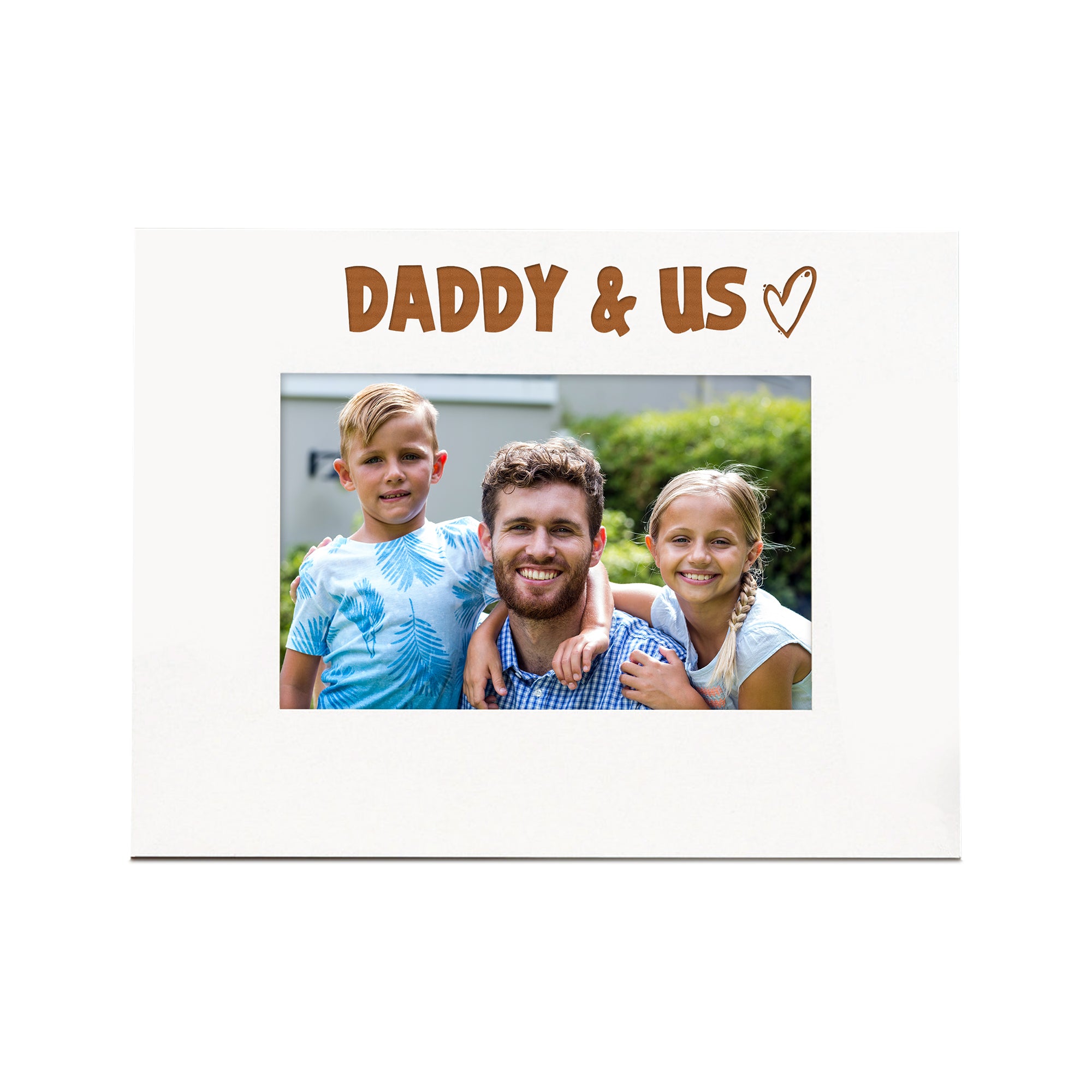 White Engraved Daddy & Us Heart Photo Frame Gift Landscape Family Photo frame ukgiftstoreonline