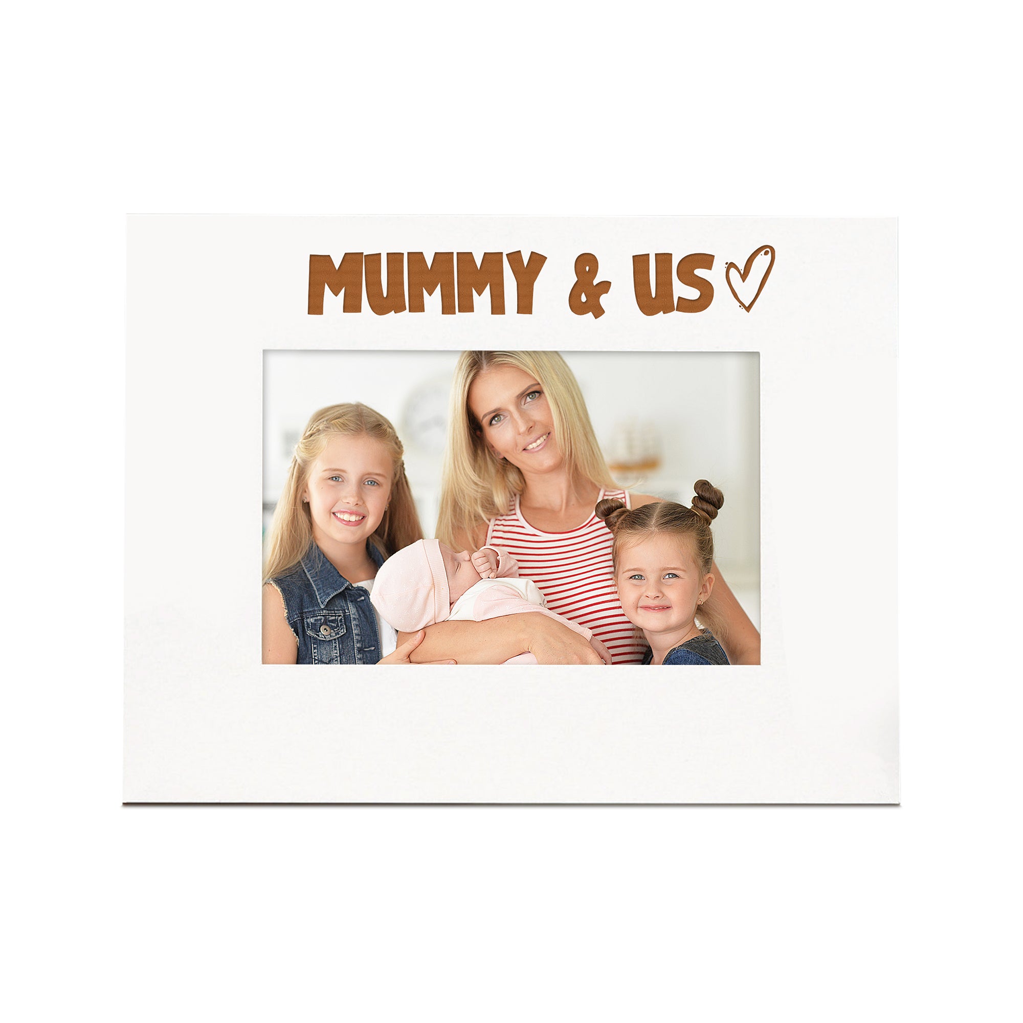 White Engraved Mummy & Us Heart Photo Frame Gift Landscape Family Photo frame ukgiftstoreonline