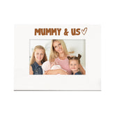 White Engraved Mummy & Us Heart Photo Frame Gift Landscape