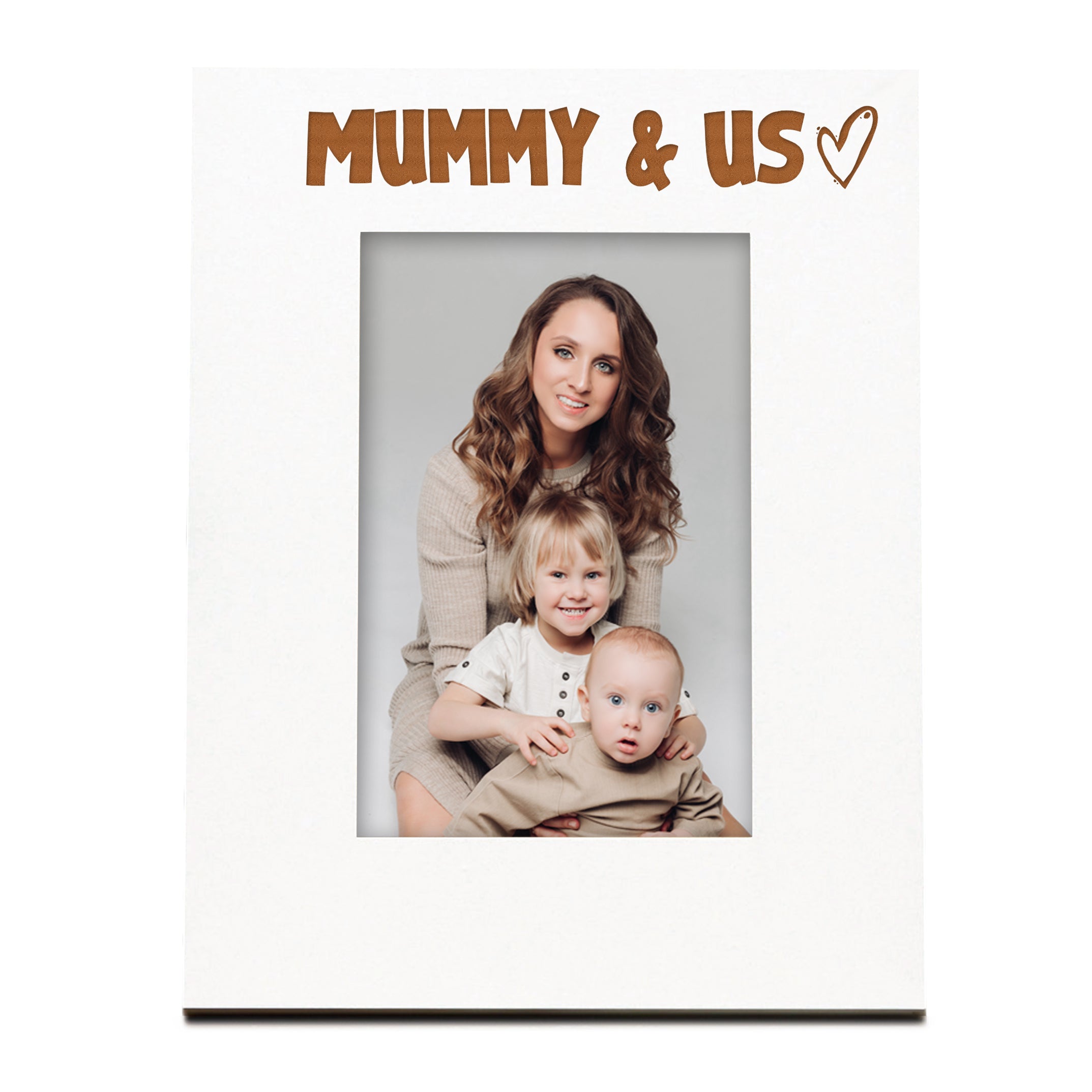 White Engraved Mummy & Us Heart Photo Frame Gift Portrait Family Photo frame ukgiftstoreonline