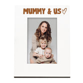 White Engraved Mummy & Us Heart Photo Frame Gift Portrait