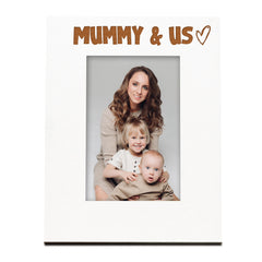 White Engraved Mummy & Us Heart Photo Frame Gift Portrait