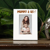 White Engraved Mummy & Us Heart Photo Frame Gift Portrait