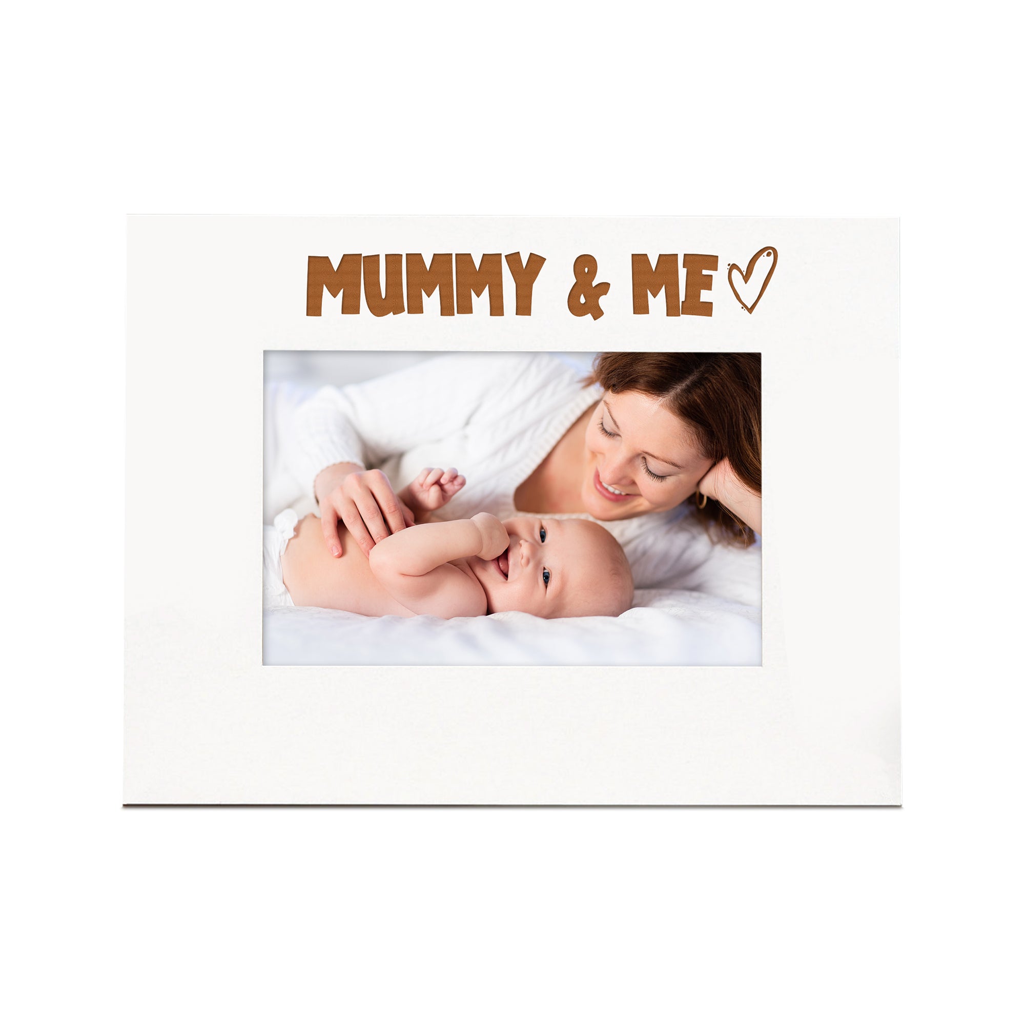 White Engraved Mummy & Me Heart Photo Frame Gift Landscape Family Photo frame ukgiftstoreonline