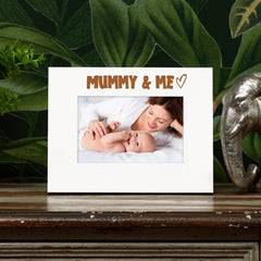 White Engraved Mummy & Me Heart Photo Frame Gift Landscape