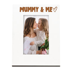White Engraved Mummy & Me Heart Photo Frame Gift Portrait