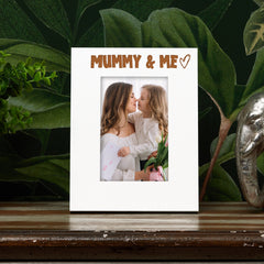 White Engraved Mummy & Me Heart Photo Frame Gift Portrait