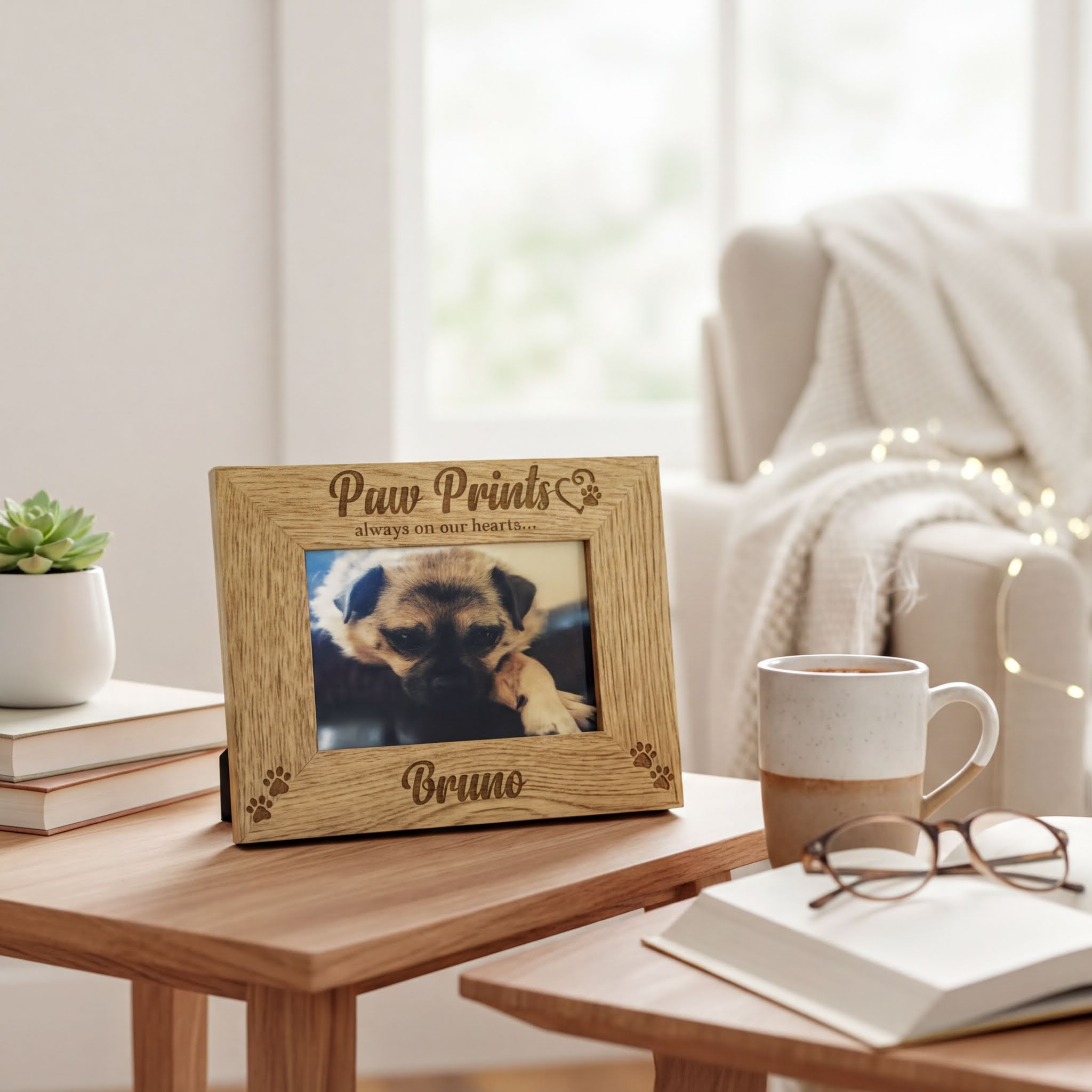 Personalised Pet Dog Photo Frame Remembrance Cat Puppy Paw Prints Pet Photo Frame ukgiftstoreonline