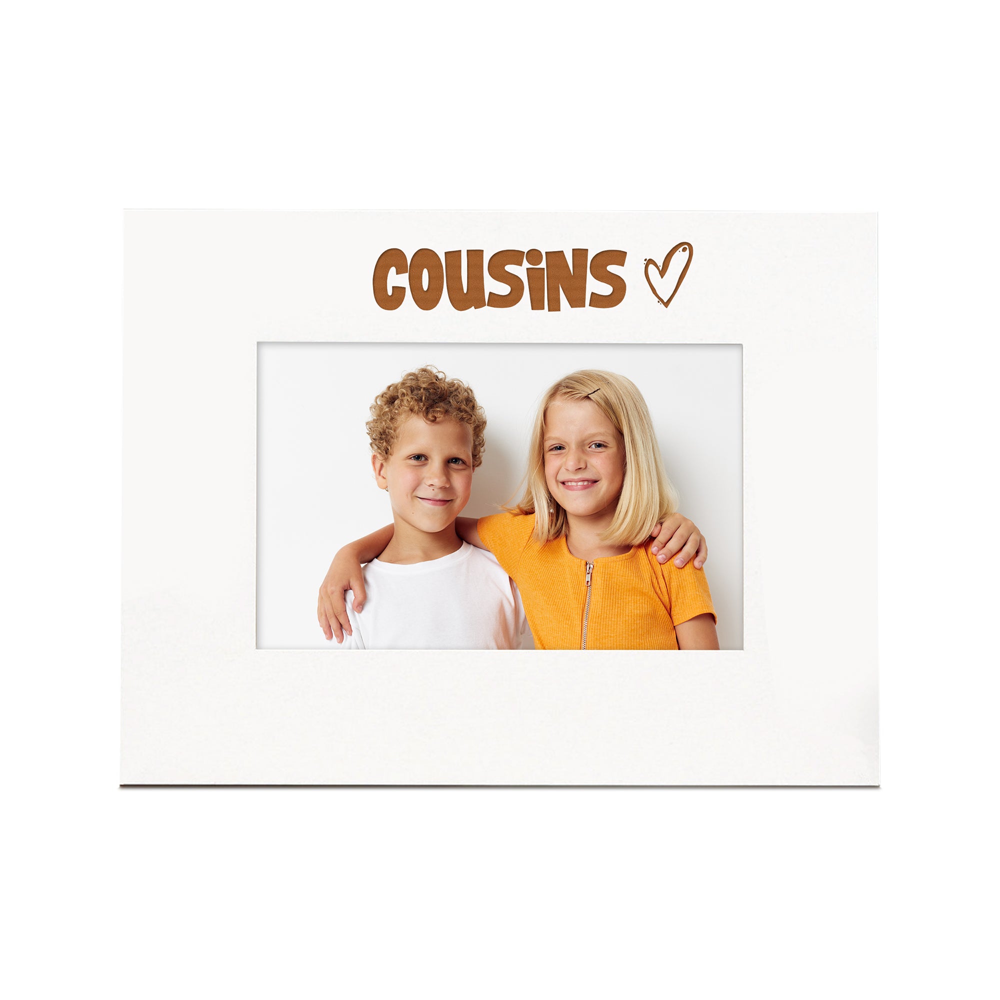 White Engraved Cousins Heart Photo Frame Gift Landscape Family Photo frame ukgiftstoreonline