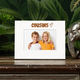 White Engraved Cousins Heart Photo Frame Gift Landscape