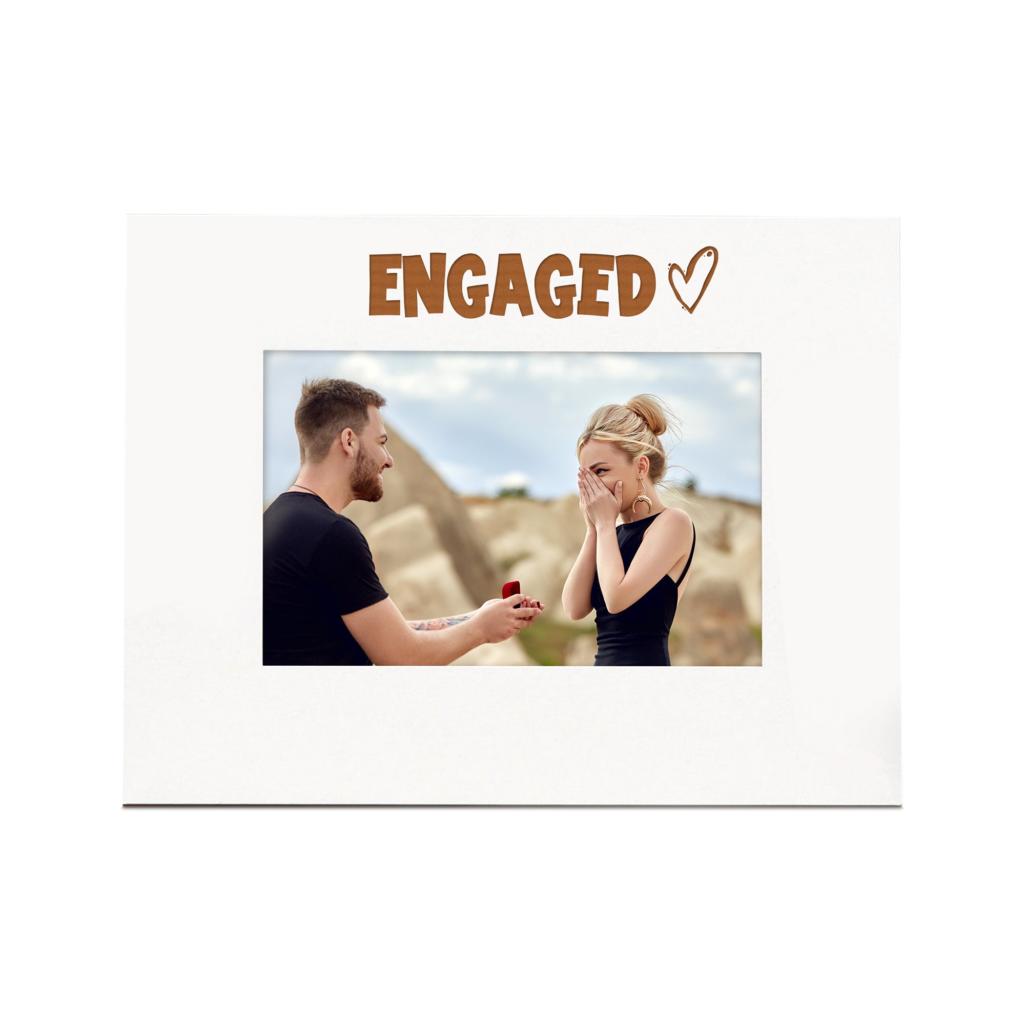 White Engraved Engaged Heart Photo Frame Gift Landscape Family Photo frame ukgiftstoreonline