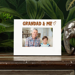 White Engraved Grandad & Me Heart Photo Frame Gift Landscape