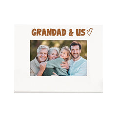 White Engraved Grandad & Us Heart Photo Frame Gift Landscape