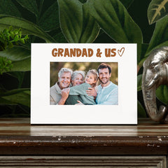 White Engraved Grandad & Us Heart Photo Frame Gift Landscape