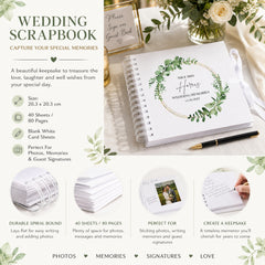 Personalised Wedding Scrapbook Photo Album Eucalyptus and Gold Wreath Scrapbook ukgiftstoreonline