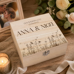 Personalised Wedding Memory Keepsake Box Gift With Wildflower Design Keepsake Memory Box ukgiftstoreonline Medium