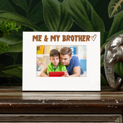 White Engraved Me & My Brother Heart Photo Frame Gift Landscape Family Photo frame ukgiftstoreonline