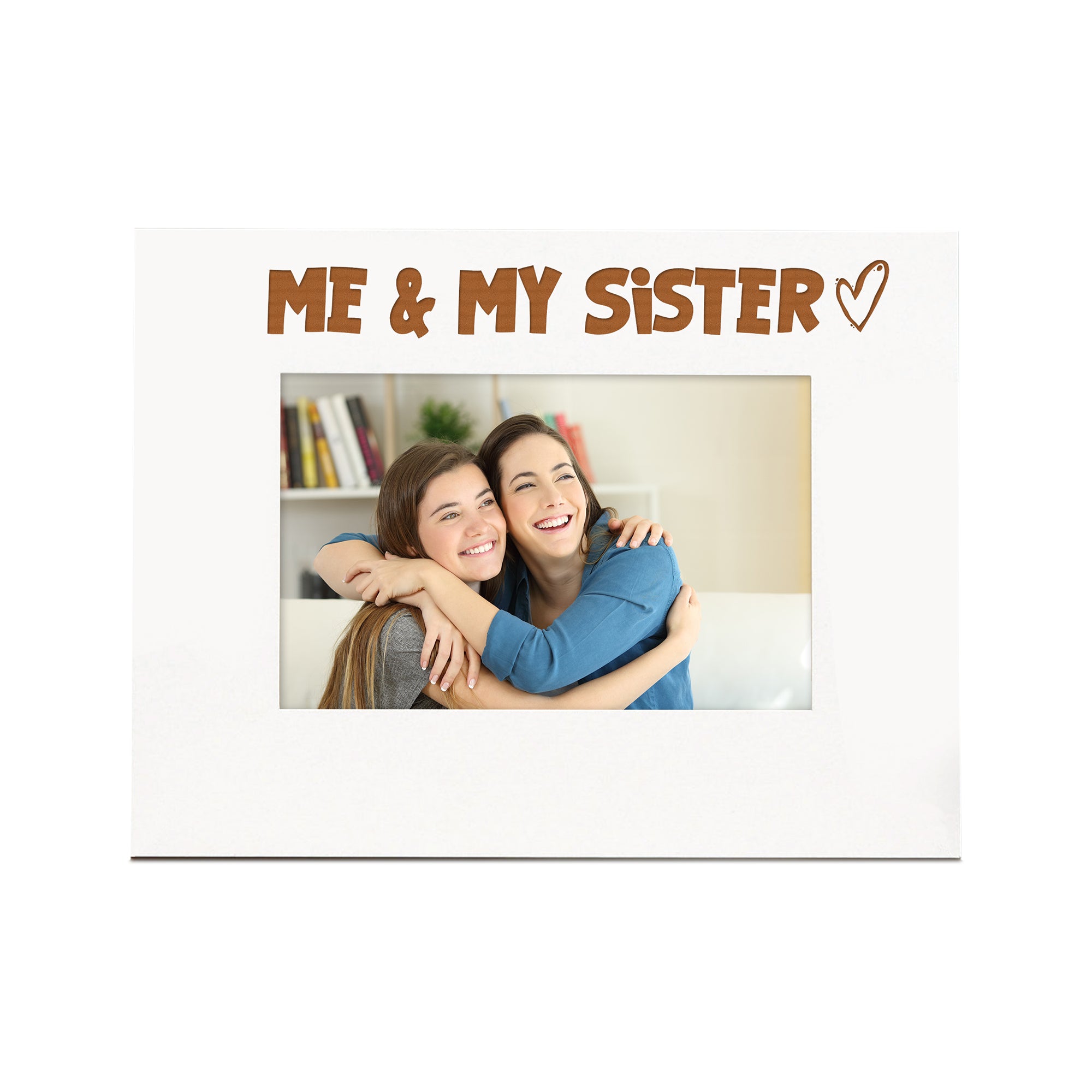 White Engraved Me & My Sister Heart Photo Frame Gift Landscape Family Photo frame ukgiftstoreonline