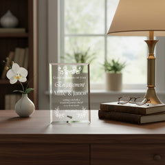 Personalised Engraved Elegant Glass Plaque Engagement Gift