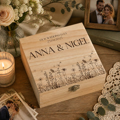 Personalised Wedding Memory Keepsake Box Gift With Wildflower Design Keepsake Memory Box ukgiftstoreonline