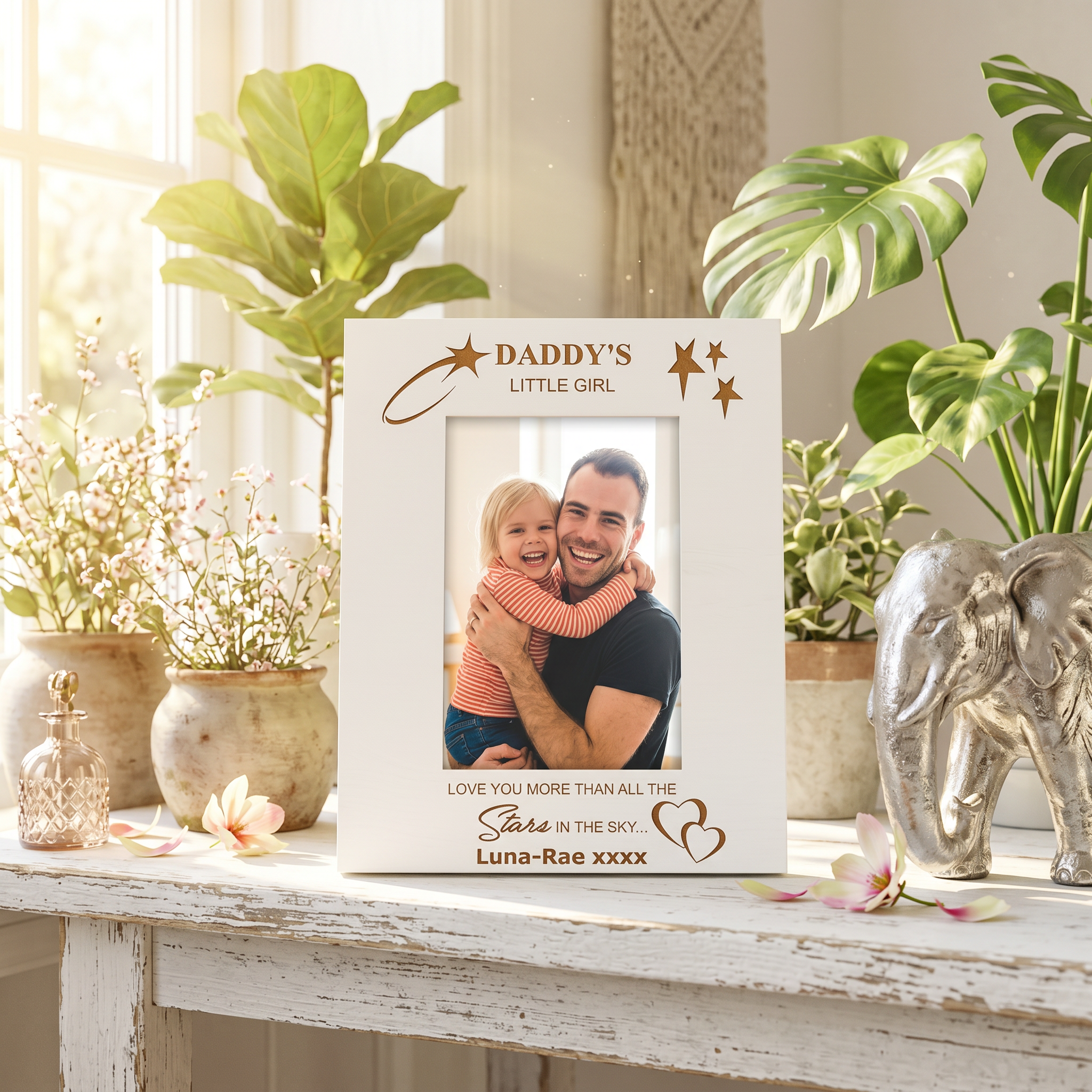Daddy's Little Girl Personalised White Photo Frame Gift For Father and Daghter Photo Frame ukgiftstoreonline