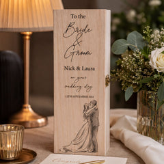 Personalised Wooden Wine or Champagne Box Wedding Keepsake Gift Couple Champagne Bottle Holder ukgiftstoreonline