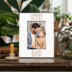 I Heart My Dad Engraved White Wooden Portrait Picture Photo Frame Family Photo frame ukgiftstoreonline