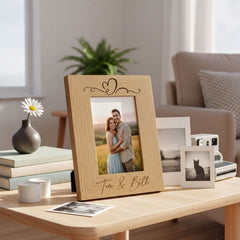 Love Heart Personalised Engraved Wooden Photo Frame Wedding, Anniversary, engagement Gift Photo Frame ukgiftstoreonline