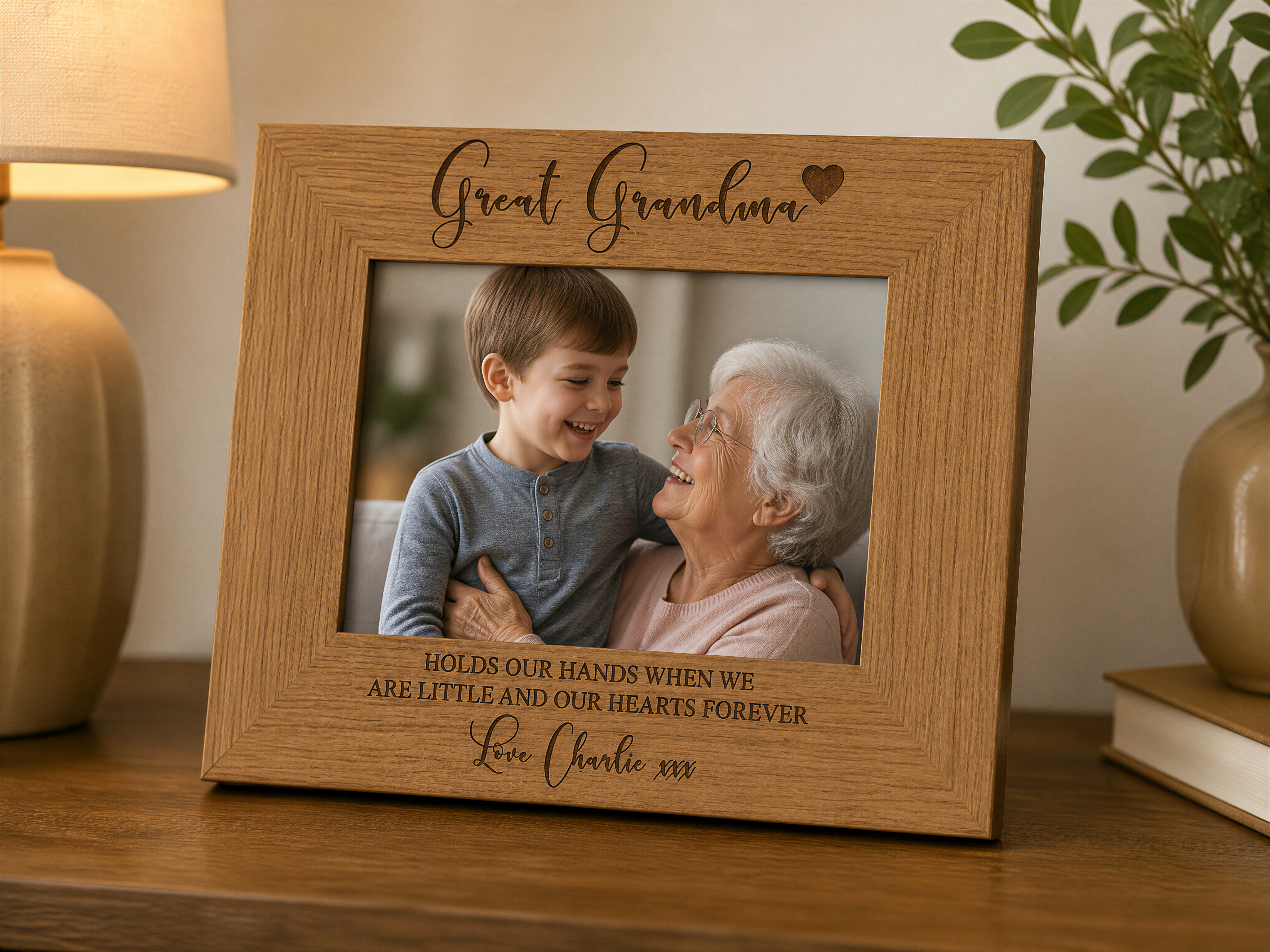 Personalised Great Grandma Wooden Engraved Photo Frame Gift Grandma Photo Frame ukgiftstoreonline