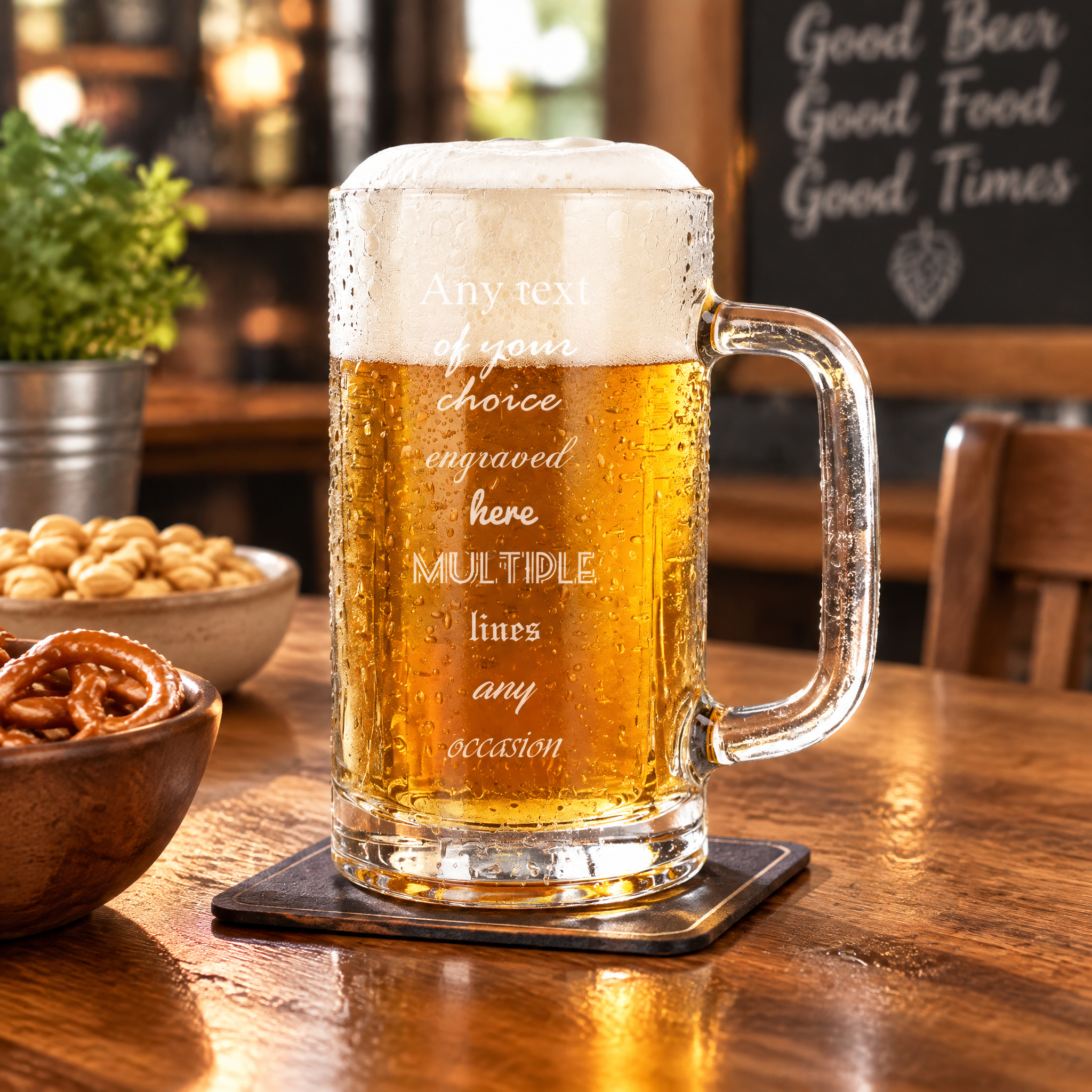 Personalised Engraved 540ml Beer Glass Mug Gift for Him any Occasion Personalised Birthday Gift ukgiftstoreonline