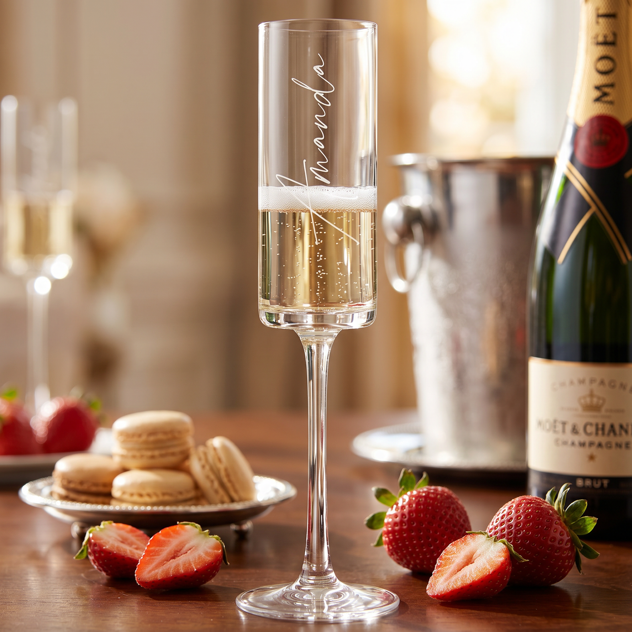Modern & Elegant Personalised Tall Champagne Prosecco Glass Any Name Champagne Glasses ukgiftstoreonline