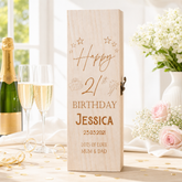 Personalised Birthday Any Age Wooden Wine or Champagne Gift Box Champagne Bottle Holders ukgiftstoreonline