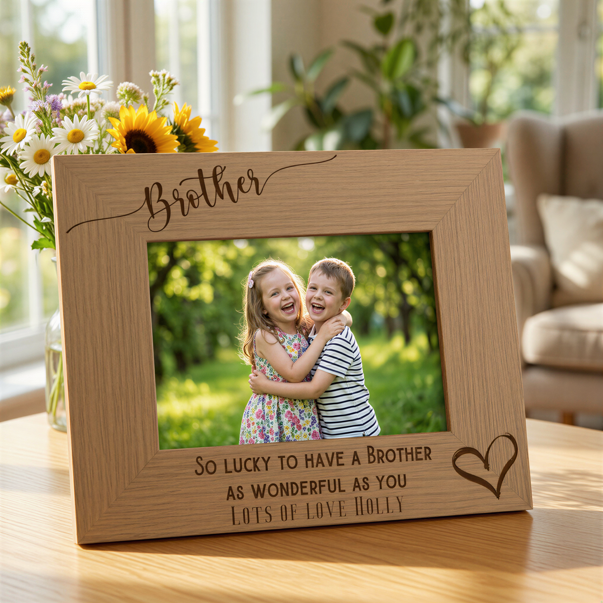 Personalised Brother Photo Frame - Engraved Wooden Picture Frame Gift For Memorable Display Nephew Photo Frame ukgiftstoreonline