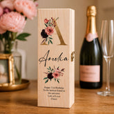 Personalised Monogram and Sentiment Wooden Wine or Champagne Box Gift Champagne Bottle Holders ukgiftstoreonline