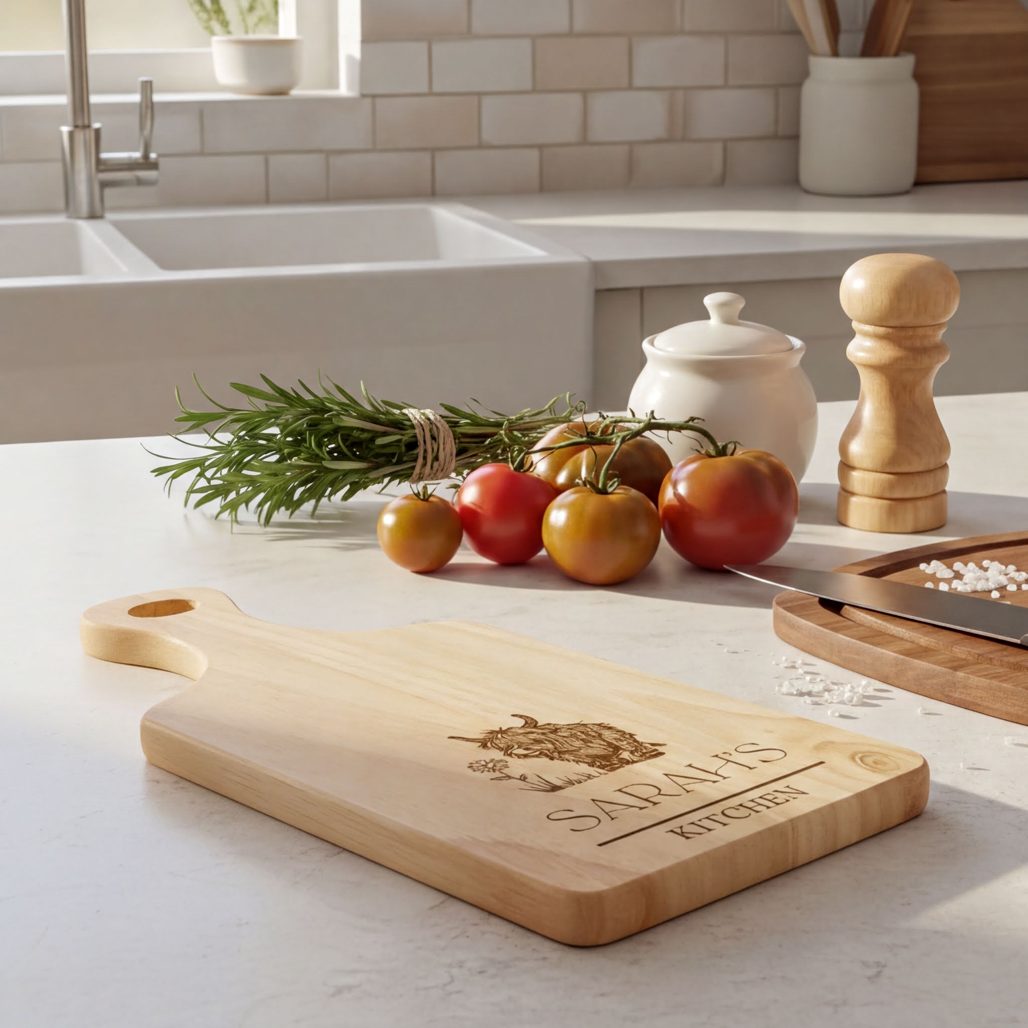 Engraved Wooden Serving Board, Personalised Cheese Board, Highland Cow chopping Board ukgiftstoreonline