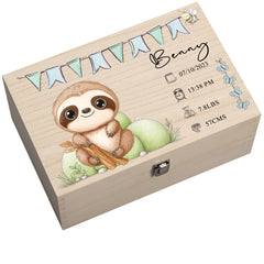Personalised Wooden Baby Memory Keepsake Box With Cute Animals